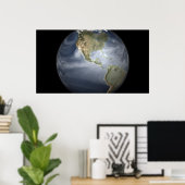 Uitzicht met waterdamp op volle aarde poster (Thuiskantoor)