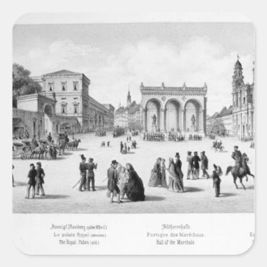 Uitzicht München, 1869 Vierkante Sticker (Voorkant)