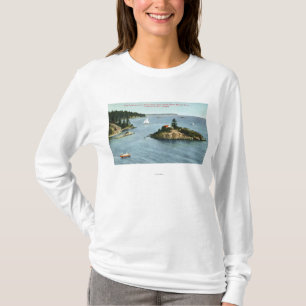 Uitzicht Noordzee-drijvende beug, punt grijs T-shirt
