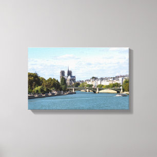Uitzicht Notre Dame de Paris van Pont d'Austerlitz Canvas Afdruk