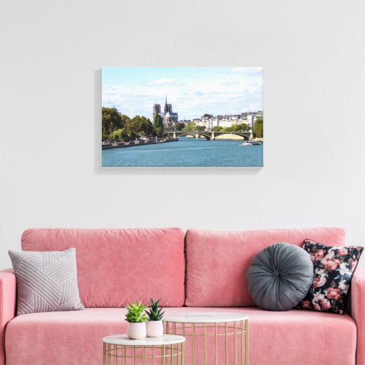 Uitzicht Notre Dame de Paris van Pont d'Austerlitz Canvas Afdruk (Insitu (Woonkamer))