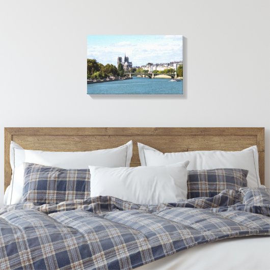 Uitzicht Notre Dame de Paris van Pont d'Austerlitz Canvas Afdruk (Insitu (Slaapkamer))