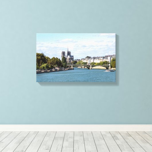 Uitzicht Notre Dame de Paris van Pont d'Austerlitz Canvas Afdruk (Insitu (Houten vloer))