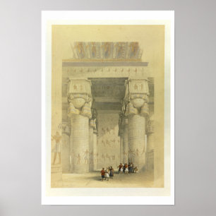 Uitzicht onder het Portico van de tempel bij Denda Poster