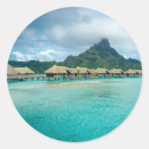 Uitzicht op Bora Bora eiland rond sticker