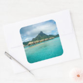 Uitzicht op Bora Bora eiland vierkante sticker (Envelop)