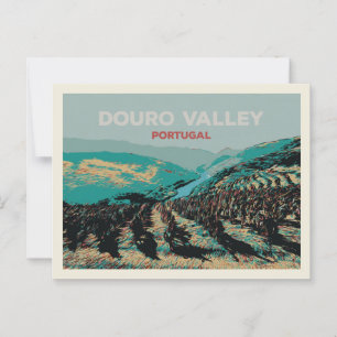 Uitzicht op de Douro-vallei illustratie, Portugal Briefkaart