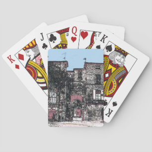 Uitzicht op de stad Pezenas Frankrijk Pokerkaarten