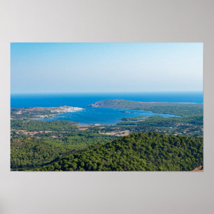 Uitzicht op Menorca van de top van Monte Toro Poster