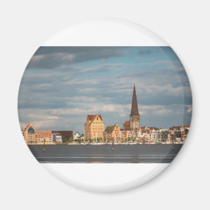 Uitzicht over de Warnow naar Rostock Magneet