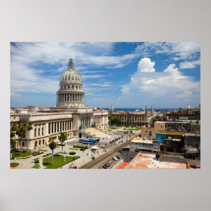 Uitzicht over het gebouw Capitol in Havana, Cuba Poster