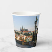 Uitzicht Prague Castle van Charles bridge, Tsjechi Papieren Bekers (Achterkant)