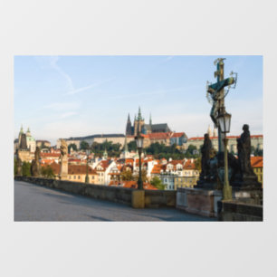 Uitzicht Prague Castle van Charles bridge, Tsjechi Raamsticker
