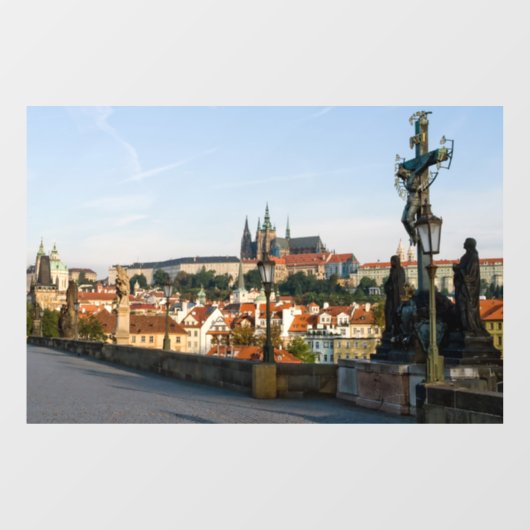 Uitzicht Prague Castle van Charles bridge, Tsjechi Raamsticker (Vel)