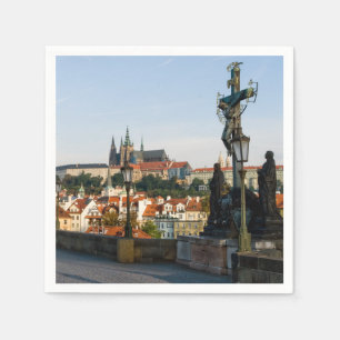 Uitzicht Prague Castle van Charles bridge, Tsjechi Servet