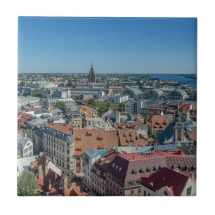 Uitzicht Riga van bovenaf Tegeltje