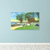 Uitzicht Seaside Park Seawall Walk Canvas Afdruk (Insitu (Houten vloer))