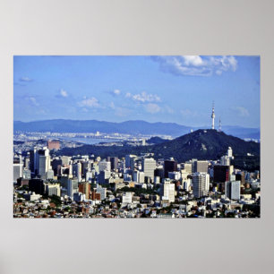 Uitzicht Seoul uit Ansan Poster