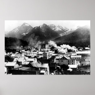 Uitzicht Sitka, Alaska met piramide Poster
