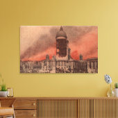 Uitzicht stadhuis na aardbeving canvas afdruk (Insitu (Woonkamer))