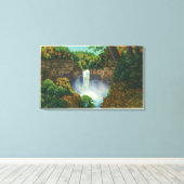 Uitzicht Taughannock-Herfsten, 215 feet hoog Canvas Afdruk (Insitu (Houten vloer))
