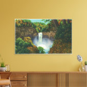 Uitzicht Taughannock-Herfsten, 215 feet hoog Canvas Afdruk (Insitu (Woonkamer))