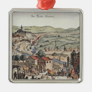 Uitzicht ten noorden van Wenen met het Schlos Hern Metalen Ornament