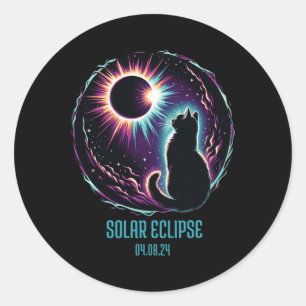 Uitzicht Totaliteit April 8 2024 Astronomie Cat Lo Ronde Sticker