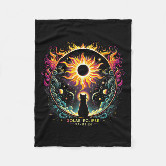 Uitzicht Totaliteit April 8 2024 Solar Eclipse Cat Fleece Deken