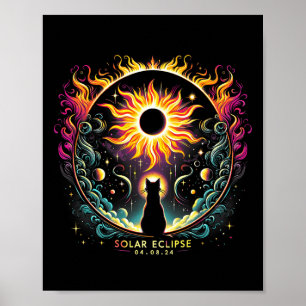 Uitzicht Totaliteit April 8 2024 Solar Eclipse Cat Poster