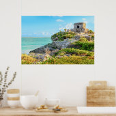 Uitzicht Tulum Ruins, God of Winds Temple, Mexico Poster (Keuken)
