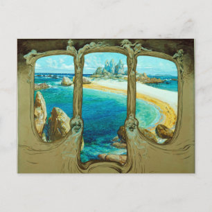 UITZICHT UIT EEN CARRIAGE-VENSTER BRIEFKAART