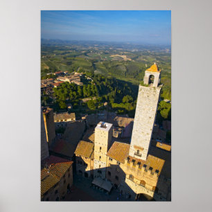 Uitzicht uit Tower, San Gimignano, Siena, Toscane Poster