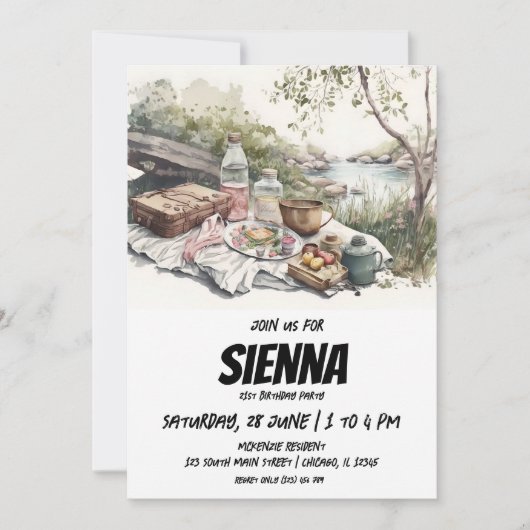 Uitzicht Uitnodiging voor de zomerpicknick (Voorkant)