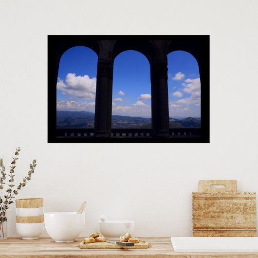 Uitzicht van 3 Windows Poster (Keuken)