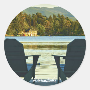 Uitzicht van Adirondack Chairs in de Adirondacks,  Ronde Sticker