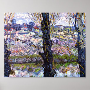 Uitzicht van Arles, bloeiende boomgaarden (1889) V Poster
