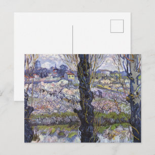 Uitzicht van Arles, bloeiende boomgaarden van Gogh Briefkaart