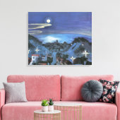 Uitzicht van Barcelona in Night door Walter Gramat Canvas Afdruk (Insitu (Woonkamer))