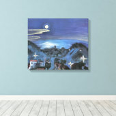 Uitzicht van Barcelona in Night door Walter Gramat Canvas Afdruk (Insitu (Houten vloer))