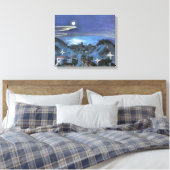 Uitzicht van Barcelona in Night door Walter Gramat Canvas Afdruk (Insitu (Slaapkamer))