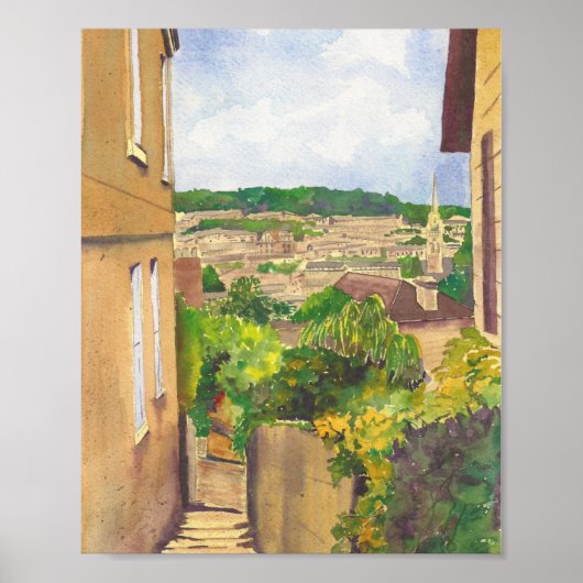 Uitzicht van Bath II Waterverf Print (Voorkant)