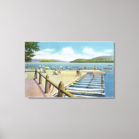 Uitzicht van Beach en Pier van Scaroon Manor Canvas Afdruk (Voorkant)