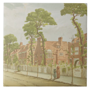 Uitzicht van Bedford Park, 1882 (kleurenlitho) Tegeltje