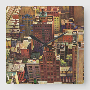 Uitzicht van Bird-Eye van New York City van John F Vierkante Klok