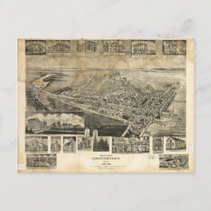 Uitzicht van Bird's Eye van Chestertown, Maryland  Briefkaart