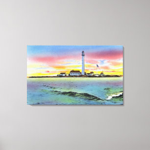 Uitzicht van Boon Island en vuurtoren uit York Canvas Afdruk