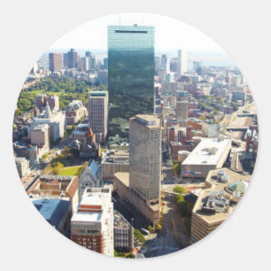 Uitzicht van Boston 2 Ronde Sticker
