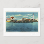 Uitzicht van Boston Harbour en Boston Lighthouse Briefkaart (Voorkant)