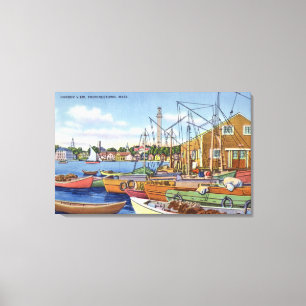 Uitzicht van boten in de haven canvas afdruk